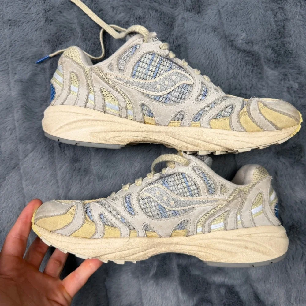 Saucony Grid Azura 2000 Mens 8 Tan Blue Yellow Athletic Sneakers S70571-1